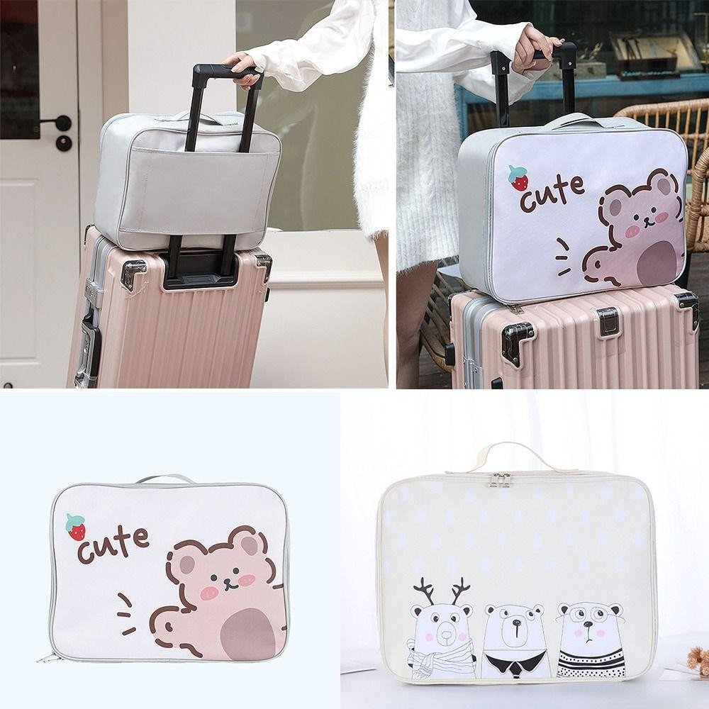 Túi xách ăn trưa WOAY, Túi du lịch PU dung tích lớn, Túi Duffel hành lý di động in hình hoạt hình bền bỉ dành cho sinh viên