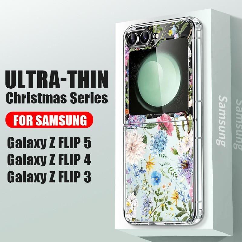 Ốp Điện Thoại Trong Suốt Họa Tiết Hoa Dễ Thương Cho Samsung Galaxy Z Flip 5 Z Flip 4 Flip 3 Trong Suốt Cứng Gấp Cho Samsung Z Flip5 Flip4 Flip3 Cover