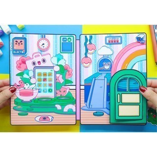 h35 Đồ chơi giấy ngồi nhà búp bê, đồ chơi giấy tocaboca, học liệu montessori, toca boca Mall Book