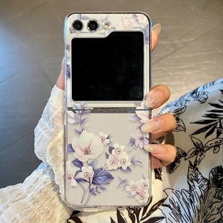 Dành Cho Samsung Galaxy Z Flip 5 Flip 4 Flip 3 Vỏ Hoa Sang Trọng Chống Sốc Trong Suốt Cứng PC Ốp điện thoại Cho Samsung Z Flip 5 4 3 Flip5 Flip4 Flip3