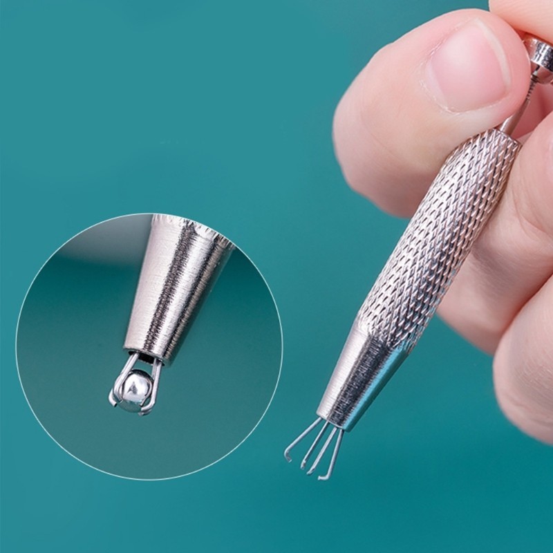 Dụng cụ hỗ trợ xỏ khuyên body với bàn chải quặt bốn ngạnh, phù hợp cho việc gắn các loại khuyên nhỏ