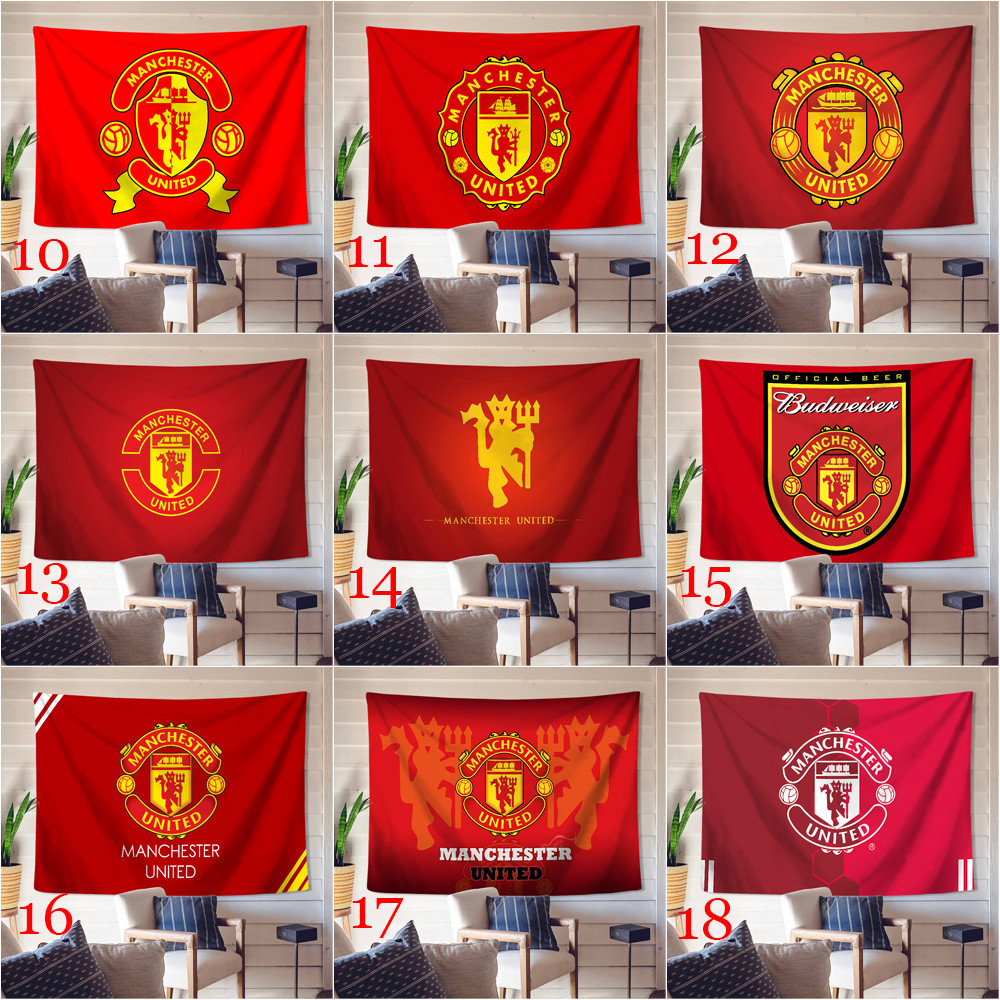 Manchester United FC Logo Tấm Thảm Treo Tường Có Kẹp Tấm Thảm Polyester Phòng Ngủ Treo Tường Tấm Thảm Trang Trí Nhà Cửa