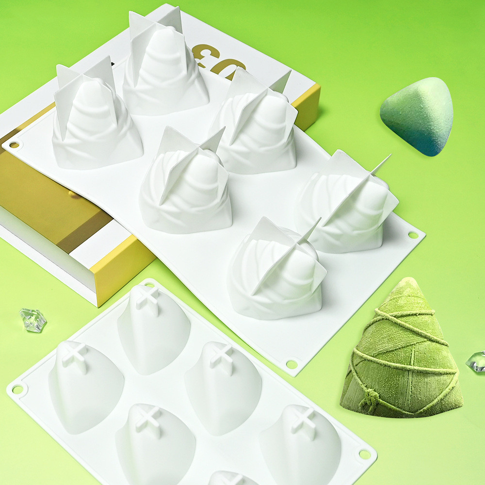 6 Khoang Thuyền Rồng Lễ Hội Zongzi Mousse Khuôn Silicon Sô Cô La Mousse Bánh Khuôn Thơm Nến Thạch Cao Khuôn Làm Bánh DIY- * * *