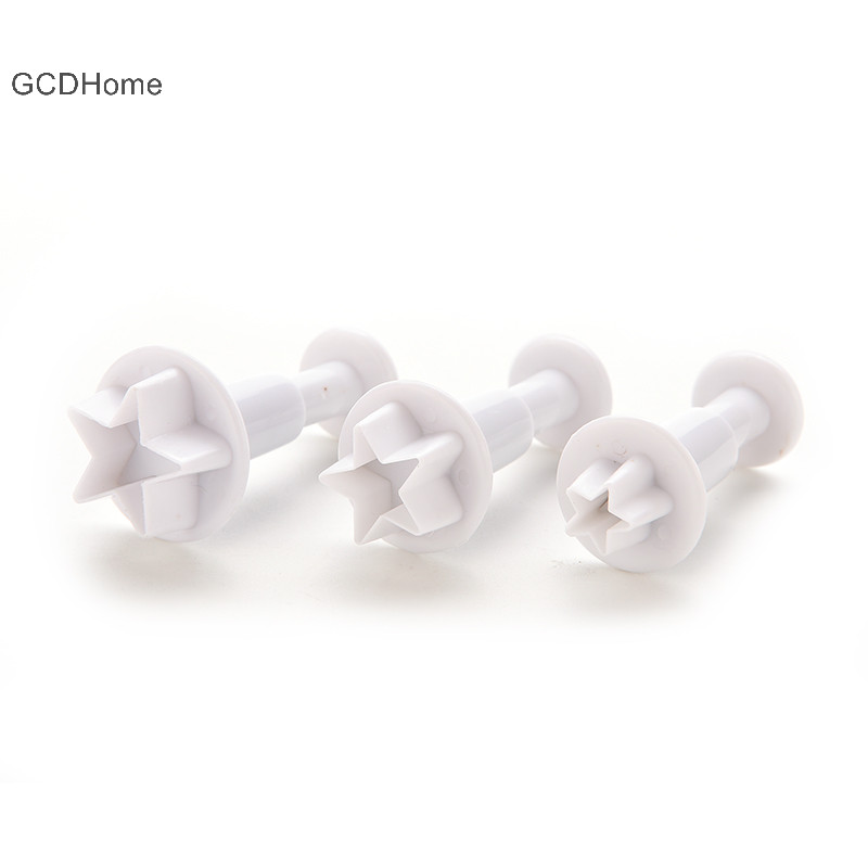 Gcdhome 3X STAR Cookie Cắt Piston Fondant Sugarcraft Dán Decorag Tool HOT