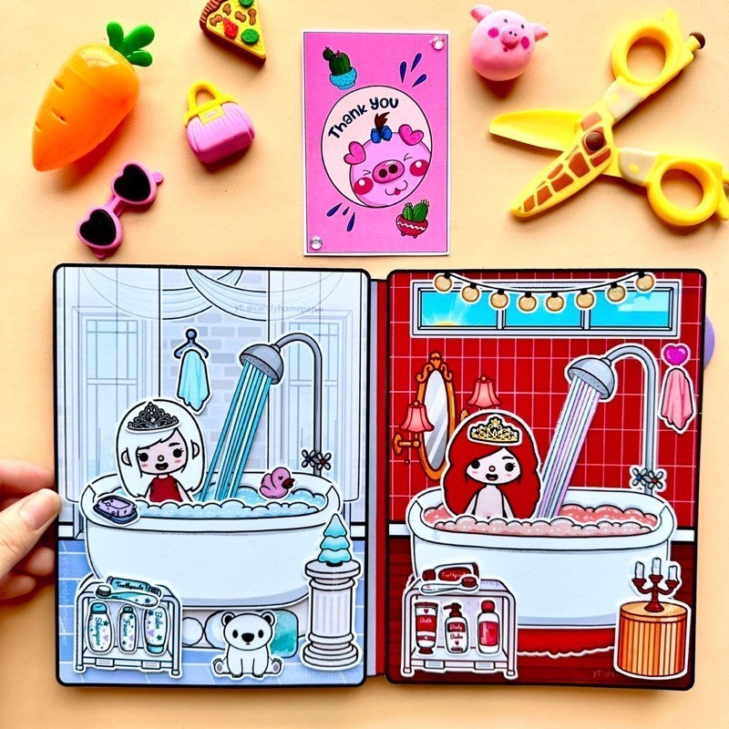 Toka Mô Hình Búp Bê toca giấy nhà giấy kuromi Ngôi nhà mini ngôi nhà bằng giấy bóc dán toca boca búp bê giấy