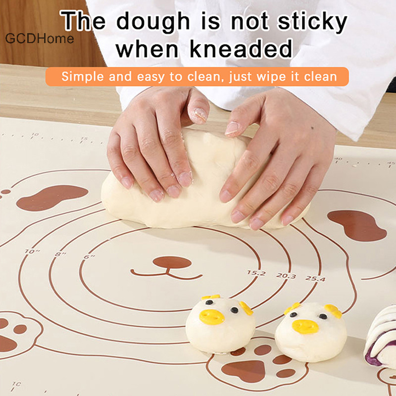Thảm làm bánh ngọt silicon Gcdhome chống dính, cán bột có thước đo, dùng nướng pizza
