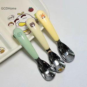 Gcdhome Thìa Hộ Gia Đình Chống Rơi Thép Không Gỉ 304 Cho Bé Trẻ Em Bổ Sung Thìa Thực Phẩm Bộ Đồ Ăn Bé Gái HOT