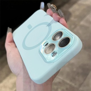 [JLK] Liquid Silicone Magnetic Case with Glass Camera for iPhone 15 14 13 12 Pro Max Wireless Charging Solid Color Shockproof Phone Cover