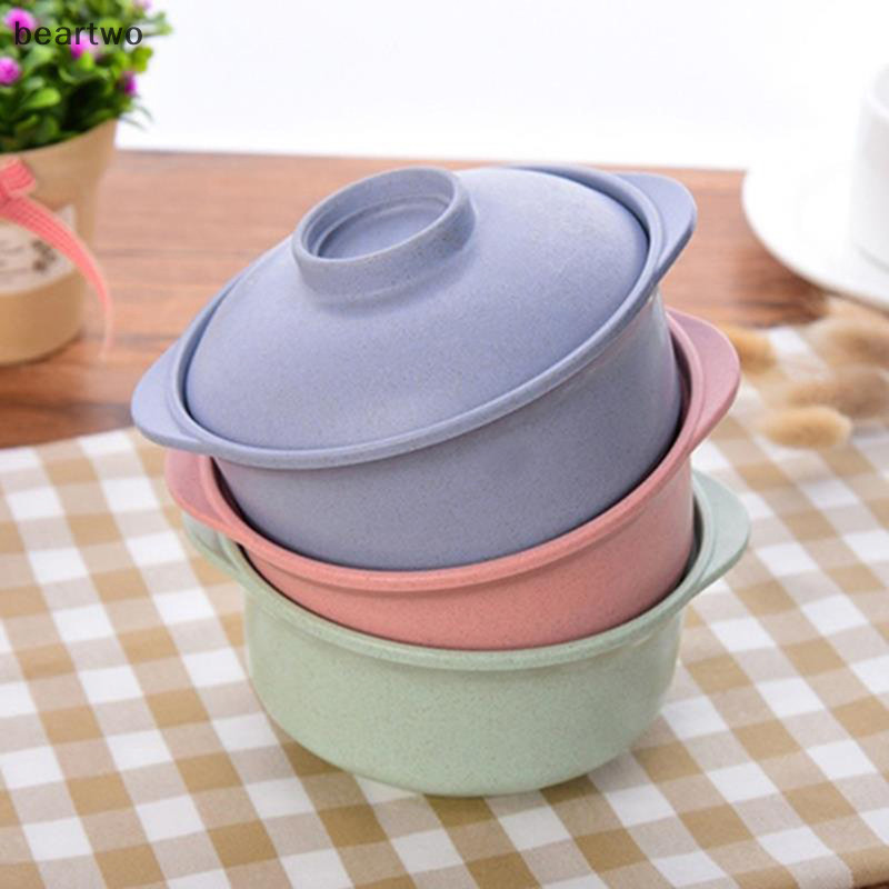 < Beartwo > Bát mì có nắp súp Bát cơm nóng Hộp đựng thức ăn phong cách Nhật Bản đẹp