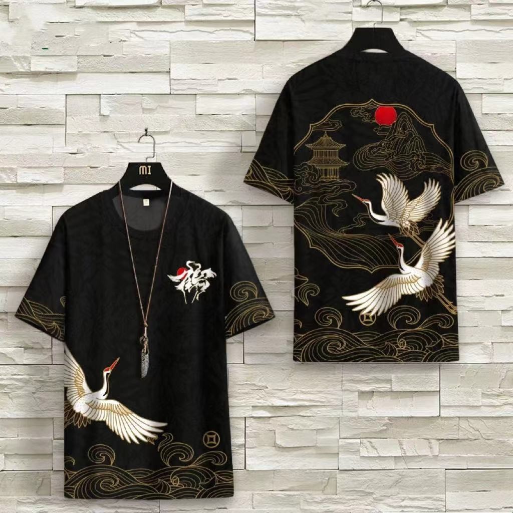Mới Trung Quốc Áo Thun Ngắn Tay Nam In Hình Top Mùa Hè Đẹp Trai Hợp Thời Trang Rời Quần Áo Áo Thun Thường Ngày