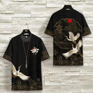 Mới Trung Quốc Áo Thun Ngắn Tay Nam In Hình Top Mùa Hè Đẹp Trai Hợp Thời Trang Rời Quần Áo Áo Thun Thường Ngày