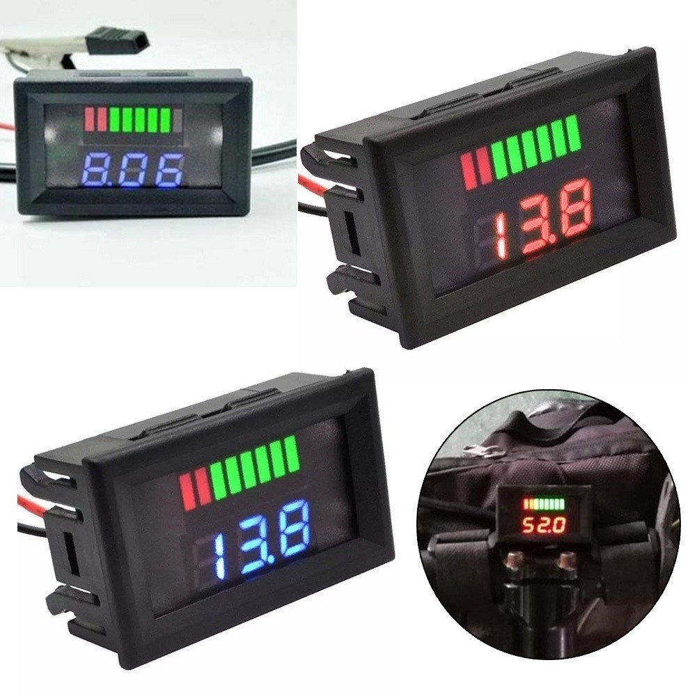 12v-72v Xe Máy Hàng Hải LED Kỹ Thuật Số Vôn Kế Đồng Hồ Đo Điện Áp Pin