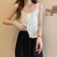 Dây đeo dệt kim NICOLOO, Áo khoác ngoài mỏng lưng làm đẹp, Thời trang mùa hè giản dị Spice Girl Crop Top dành cho nữ
