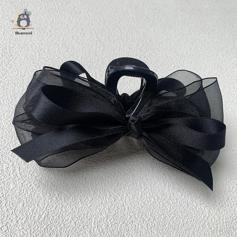 [Bluemood] Kẹp Tóc Lưới Nơ Móng Vuốt Kẹp Tóc Lớn Nơ Kẹp Tóc Barrettes Cho Đuôi Ngựa Phụ Kiện Tóc Mới