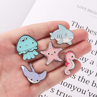 34 Phong Cách Sinh Học Biển Động Vật Men Trâm Hoạt Hình Dễ Thương Cá Mập Mobulidae Cá Ngựa Sao Biển Huy Hiệu Ba Lô Phụ Kiện Quà Tặng Cho Bạn Bè