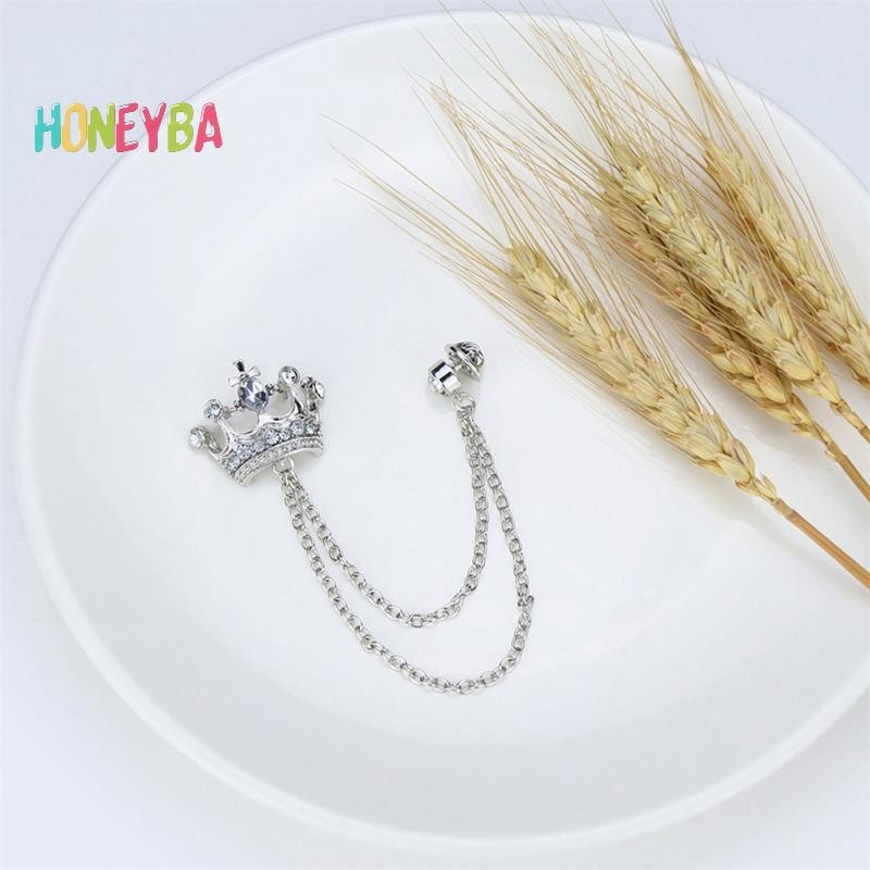 < Honeyba > Phong Cách Anh Quốc Dây Xích Vương Miện Trâm Phù Hợp Với sel Dây Xích Ve Áo Pin Huy Hiệu Retro Nam Phụ Kiện Tiệc Cưới Trang Sức Quà Tặng