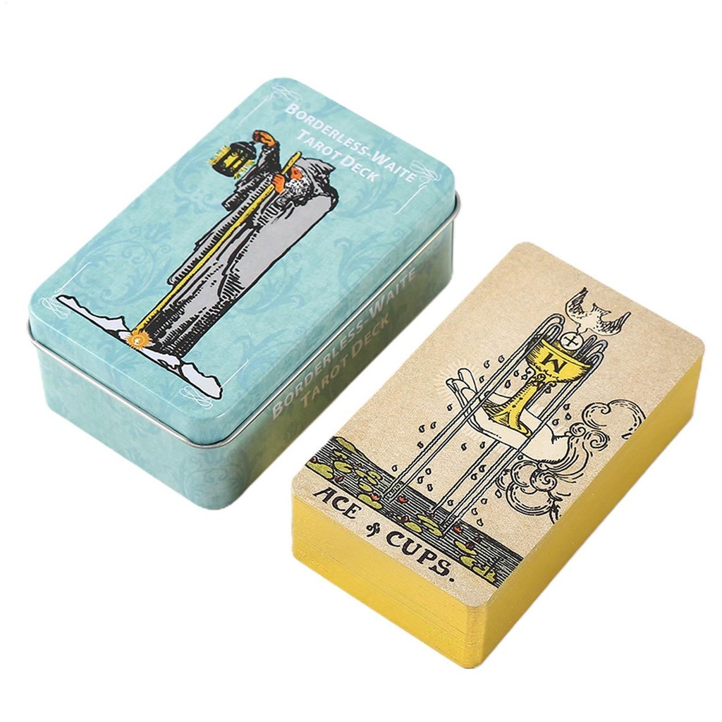 Borderless-waite Tarot Decks Tiếng Anh Tarot Cards Oracles Deck Bói toán cho bé gái Bảng bàn Trò chơi Fate Telling Party Favor wipqsvn