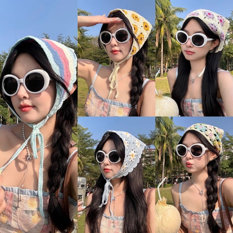 Đẹp Nhiều Màu Sắc Tam Giác Turban Đầu Kerchief Cotton Tóc Bandana Mũ