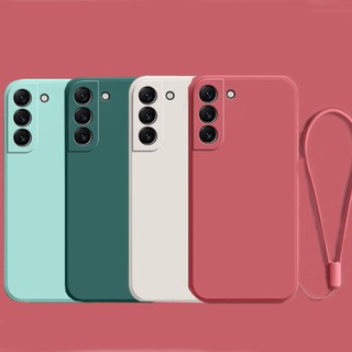Thời Trang Mới Samsung Galaxy S21 FE S22 Plus S21 Siêu Vuông Khung Ốp Lưng Mỏng Mềm TPU Silicon Có Dây Đeo Tay Dây Đeo Cổ Tay