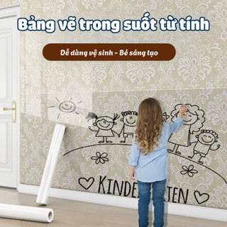 Decal dán tường từ tính không dùng keo chống bám bẩn, Giấy dán bảo vệ tường trong suốt dễ lau sạch