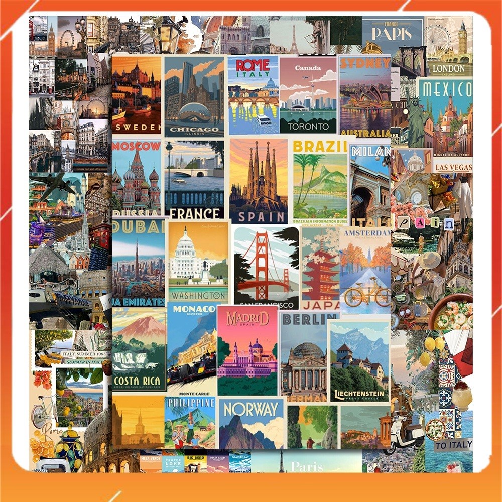 [DECAL] A4 In Màu - Set 50 Tờ Poster Giấy Dán Tường - HÌNH POSTER TRAVEL DU LỊCH - Decor Trang Trí Nhà | MS: 111567