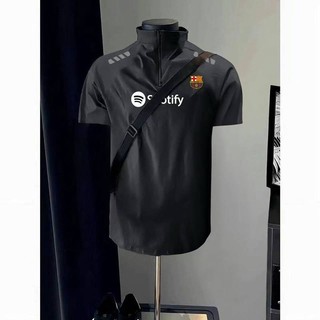 Royal Football Summer New Training Wear Quick-Drying T-shirt Inner Malbarcelona Same Breathable Half Zipper Short Sleeve Men gIaP