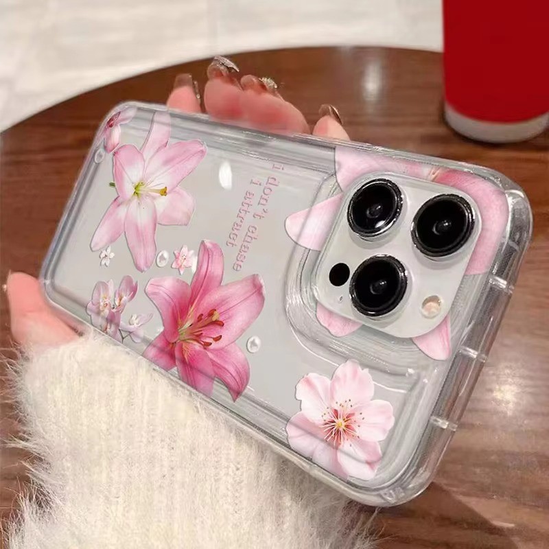 Ốp Lưng Cho iPhone 11 16 15 Pro Max 16e 14 11 12 13 15 Pro XR XS Max X 7 8 Plus SE2022 Họa Tiết Hoa Trong Suốt Vỏ TPU Mềm Chống Sốc