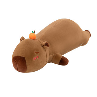 Đệm gối cho phụ nữ ngủ ngang hình capybara ôm chân màu cam, gối dài cho giường