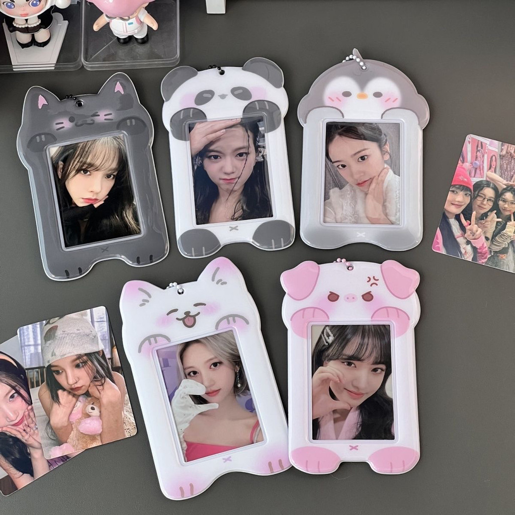 Động Vật Dễ Thương PVC Đựng Thẻ Ảnh Aidou Lưu Trữ ID Học Sinh Bảo Vệ Thẻ Thực Phẩm Hiển Thị Mặt Dây Chuyền Đổi Đến 9L0M
