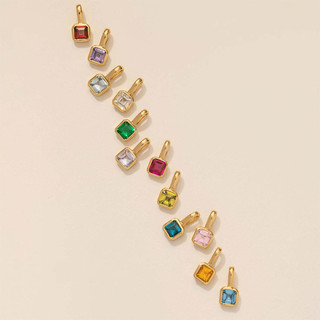 Vòng cổ Thép Titan DIY Màu Birthstone Mặt dây chuyền 12 tháng Vòng cổ nữ Màu vuông Zircon DIY Mặt dây chuyền + Dây chuyền
