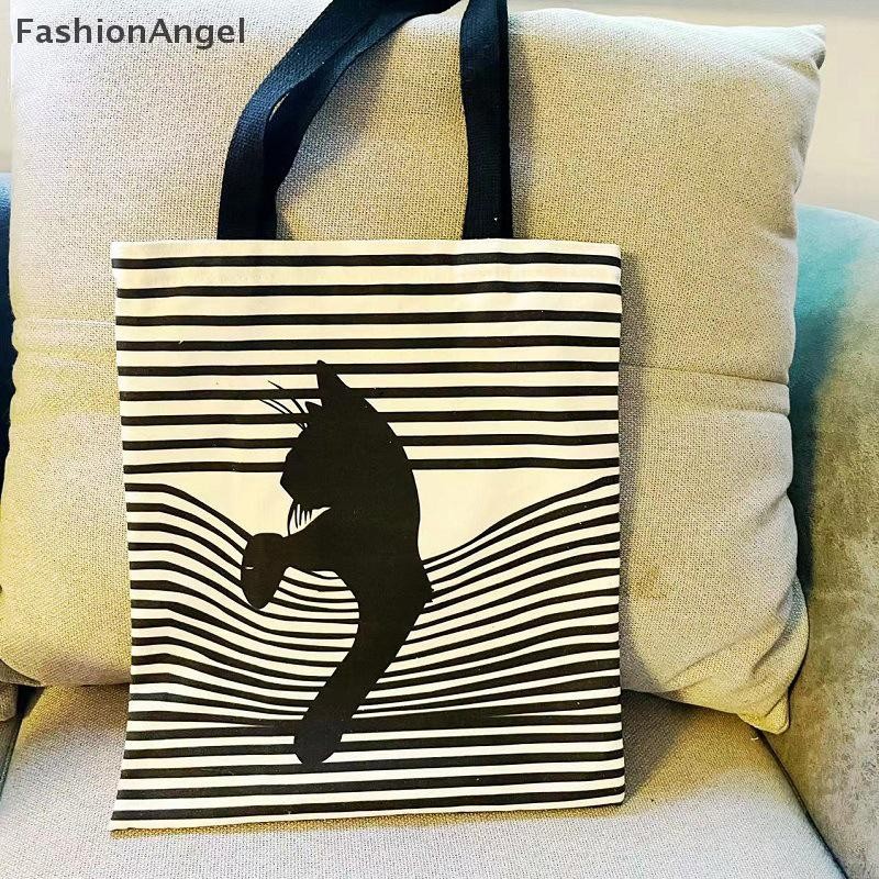 FashionAngel Sọc Túi Vải Nữ Sinh Viên Đại Học Lớp Vai Đi Lại Túi Dung Tích Lớn Túi Satchel Dễ Thương VN