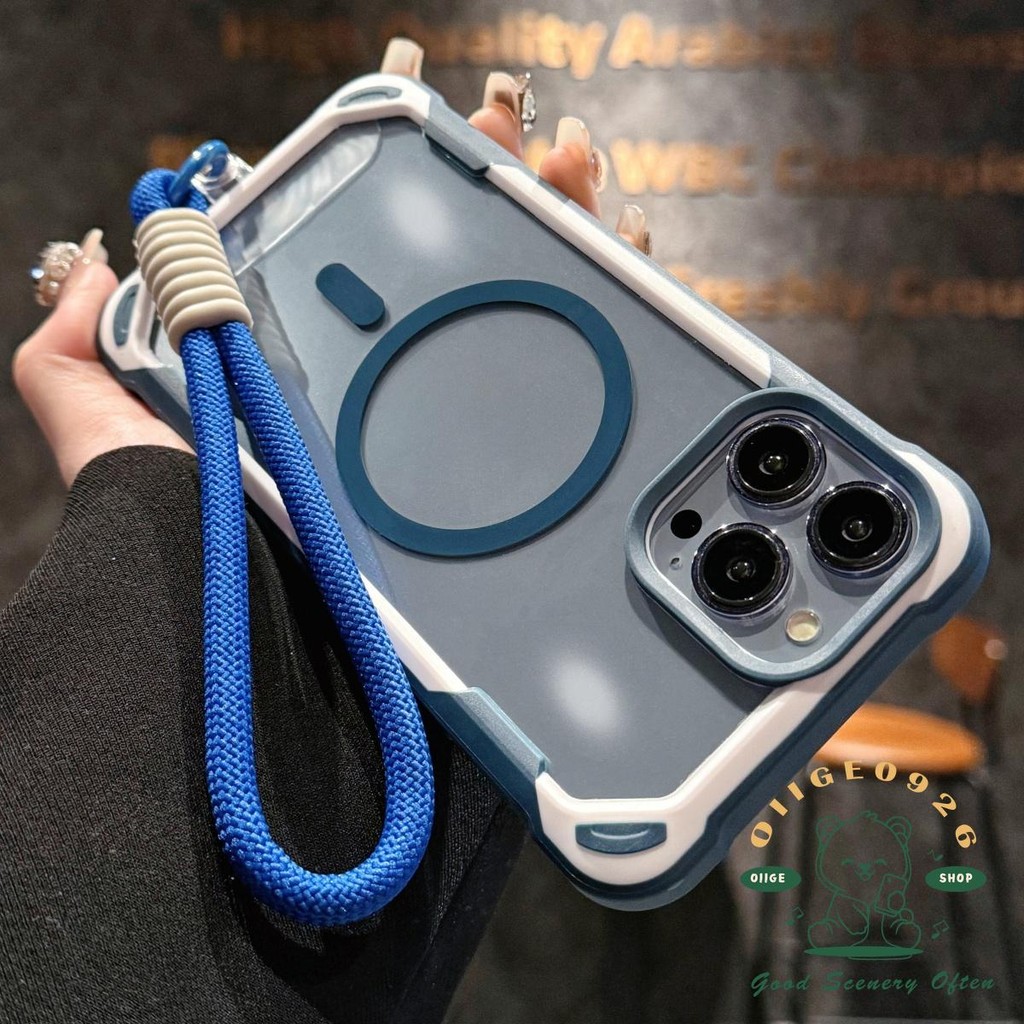 [Vỏ dây buộc] Vỏ điện thoại acrylic từ tính chống rơi iphone16 Pro Max 15 14 13 12 11 cho vỏ iPhone vỏ mềm TPU chống sốc