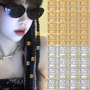 10 Chiếc Nhẫn Tóc Ống Kim Loại Vàng - Hạt Dreadlocks Bện - Dụng Cụ Bện Tóc - Hip-Hop, Thời Trang - DIY Cay Girls Dirty Braid Trang Trí