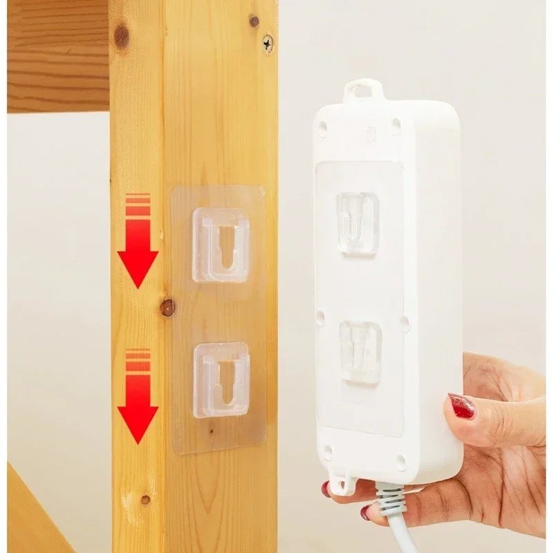 1 / 3 / 5 Cặp Móc Hai Mặt Tự Dính Trong Suốt Traceless Móc Treo Tường Cho Nhà Bếp Phòng Ngủ Cắm Ổ Cắm Giá Đỡ Lưu Trữ
