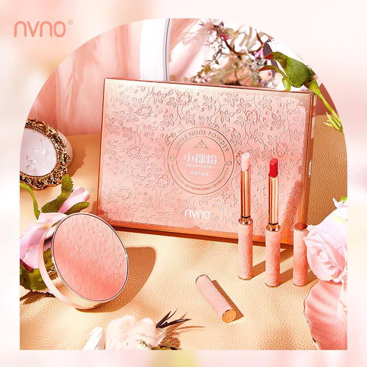 Qixi Beauty Set Box Ngày Lễ Tình Nhân 0 Quà Tặng Bột Khỏa Thân Nhỏ Thay Đổi Nhiệt Độ Son Môi Đệm Không Khí bb Kem Trang Điểm Ba Mảnh Hộp Quà Tặng Người Yêu Cao Cấp Hộp Quà Tặng #Q250327#
