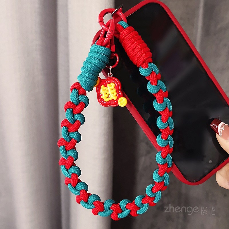 Phụ Kiện Điện Thoại Di Động Tiền May Mắn Điện Thoại Di Động Dây Đeo Cổ Tay Ngắn Nữ Dây Đeo Tay Ngoài Trời Chống Trộm Mạnh Bền Dây Bện Du Lịch