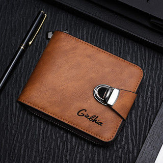 Nam Retro Phong Cách Cao Cấp Ví Đa Năng Đa Năng Hộp Đựng Thẻ Ngắn Có Thể Gập Lại Ví Dây Kéo