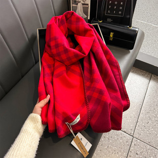 Khăn Choàng Cổ Giả Cashmere Dày Kẻ Sọc Theo Phong Cách Gianna Jun