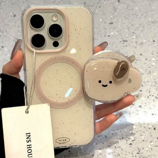 White Splash Ink Coffee Shop Giá đỡ từ tính Vỏ điện thoại di động Áp dụng iPhone16 15 14 13 Pro Max Bảo vệ Camera chống sốc Vỏ cứng chống rơi