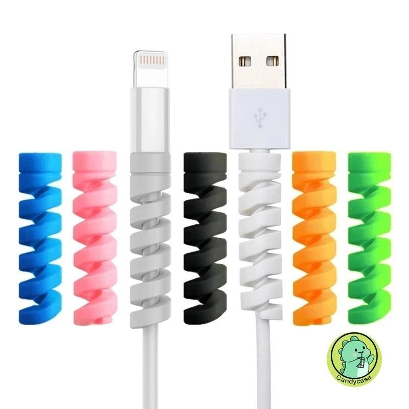 1 Chiếc Màu Ngẫu Nhiên Bảo Vệ Cáp Đa Năng Dữ Liệu Silicon Xoắn Ốc Cuộn Dây Dây Cáp Tổ Chức Cho iPhone USB Sạc Cáp Bảo Vệ