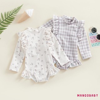 Mg-kids Girls Bikini Áo tắm mùa hè dài tay cổ tròn màu hoa / kẻ sọc cho bãi biển