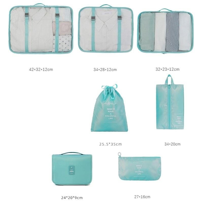 Set 7 Túi Du Lịch Đa Năng Chống Nước Dung Lượng Cao，thiết kế lưới，Minh bạch và có thể nhìn thấy