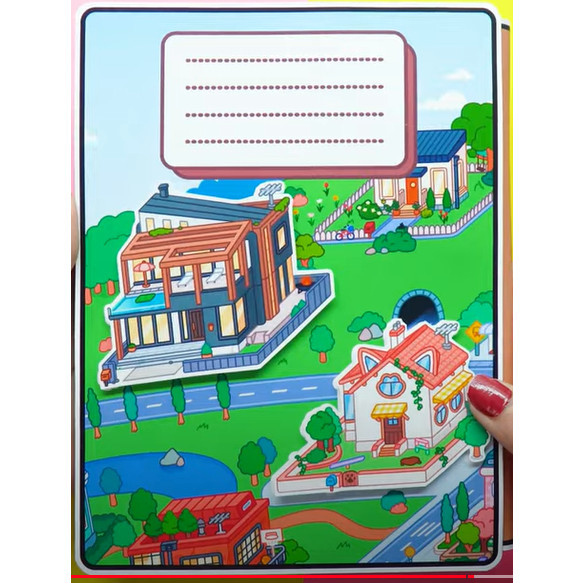 Đồ chơi giấy ngồi nhà búp bê bằng giấy Morden Mansion của cô gái tóc hồng đồ chơi thủ công DIY