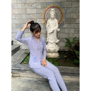 Áo lam đi chùa - bà ba vải thun- bigsize dưới 80kg
