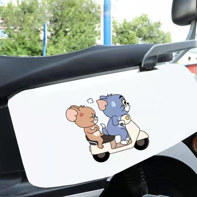 Mũ bảo hiểm Tom Cat / chuột Jerry Cat dễ thương / nhãn dán tạo kiểu xe hơi