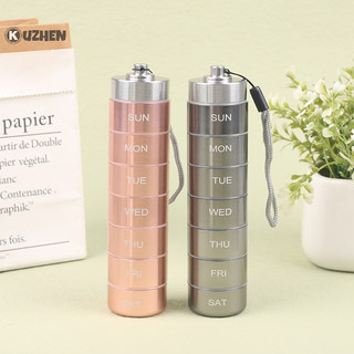 Kuzhen Kín Chống Thấm Nước 7 Ngày Chia Hợp Kim Nhôm Kim Loại Hộp Thuốc Hàng Tuần HOT