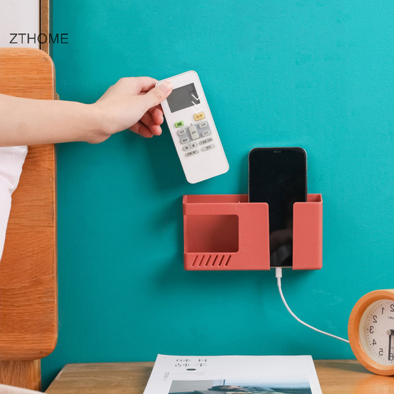 Zthome 2 Trong 1 Điện Thoại Di Động Treo Tường Điều Khiển Từ Xa Hộp Bảo Quản al Punch-free Giá Để Đồ Mảnh Vỡ Tường Lưu Trữ Giá Đỡ HOT