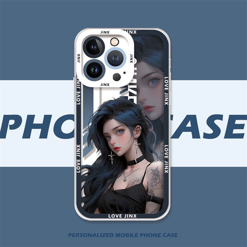 Ốp điện thoại hoạt hình Hot Game League of Legends Jinx Tương thích cho iPhone 11 12 13 14 15 Pro Max PLUS XR X XS Max 8 7 6 6S PLUS 5 5S Vỏ TPU mềm trong suốt Vỏ chống sốc thời trang