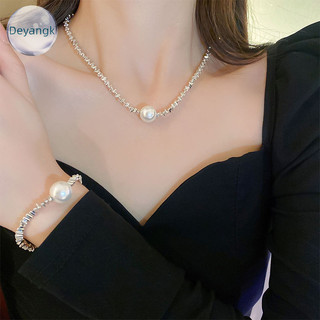 Deyangk Bạc Gãy Ngọc Trai Mặt Dây Chuyền Vòng Cổ Dây Chuyền Opal Sáng Bóng Nữ Tính Khí Trang Sức Vòng Cổ Choker Trang Sức Cưới Quà Tặng Sinh Nhật VN