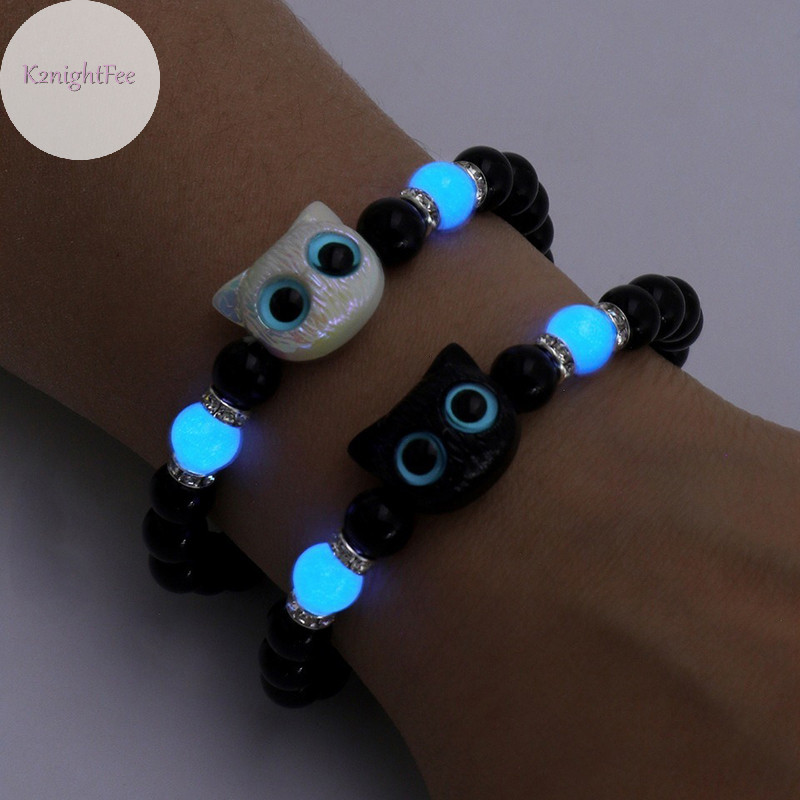 K2nightfee Dễ Thương Mắt To Dạ Quang Vòng Tay Dành Cho Nữ Hoạt Hình Động Vật Đính Hạt Mặt Dây Chuyền Tay Dây Chuyền Túi Tình Bạn Đôi Vòng Tay Trang Sức Quà Tặng VN